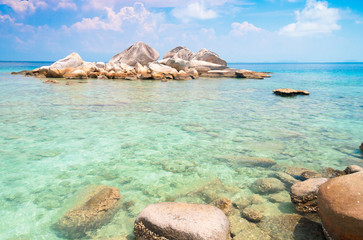 Poster - Sunny Rocks Blue Seascape