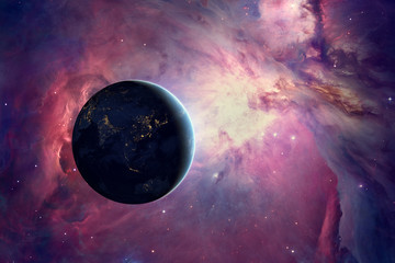 earth sunrise with orion nebula.