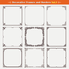 Canvas Print - decorative frames and borders set 5 vector