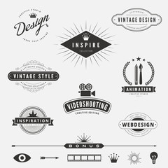 Retro Vintage Labels Logo design vector lettering inspiration