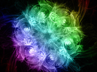 Poster - shiny colorful fractal mandala, digital artwork