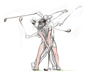 Canvas Print - Golf Player - An hand drawn and painted illustration