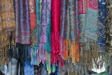 silk pashmina on display sand for sale