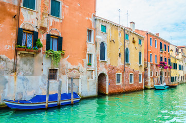 Scenic canal with boats, Venice, Italy