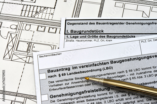 Antrag auf Baugenehmigung, Formular, Bauvorhaben, Bauamt StockFoto