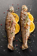 Baked Trout Fish With Orange And Thyme