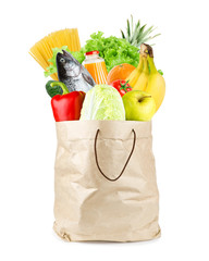 Wall Mural - Grocery bag with healthy food