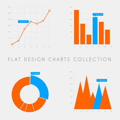 Poster - Set of vector flat design statistics charts and graphs