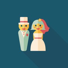 wedding couple flat icon with long shadow,eps10