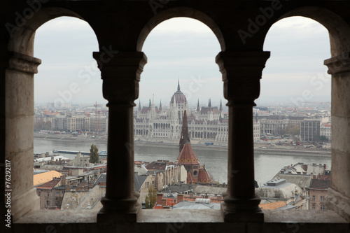 Plakat na zamówienie Hungarian Parliament in Budapest, Hungary.