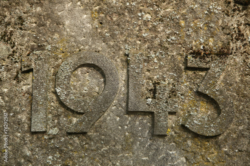 Poster Year 1943 carved in the stone. The years of World War II.