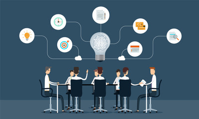 Poster - business teamwork meeting and brainstorm concept