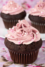 Chocolate Cupcakes With Pink Buttercream