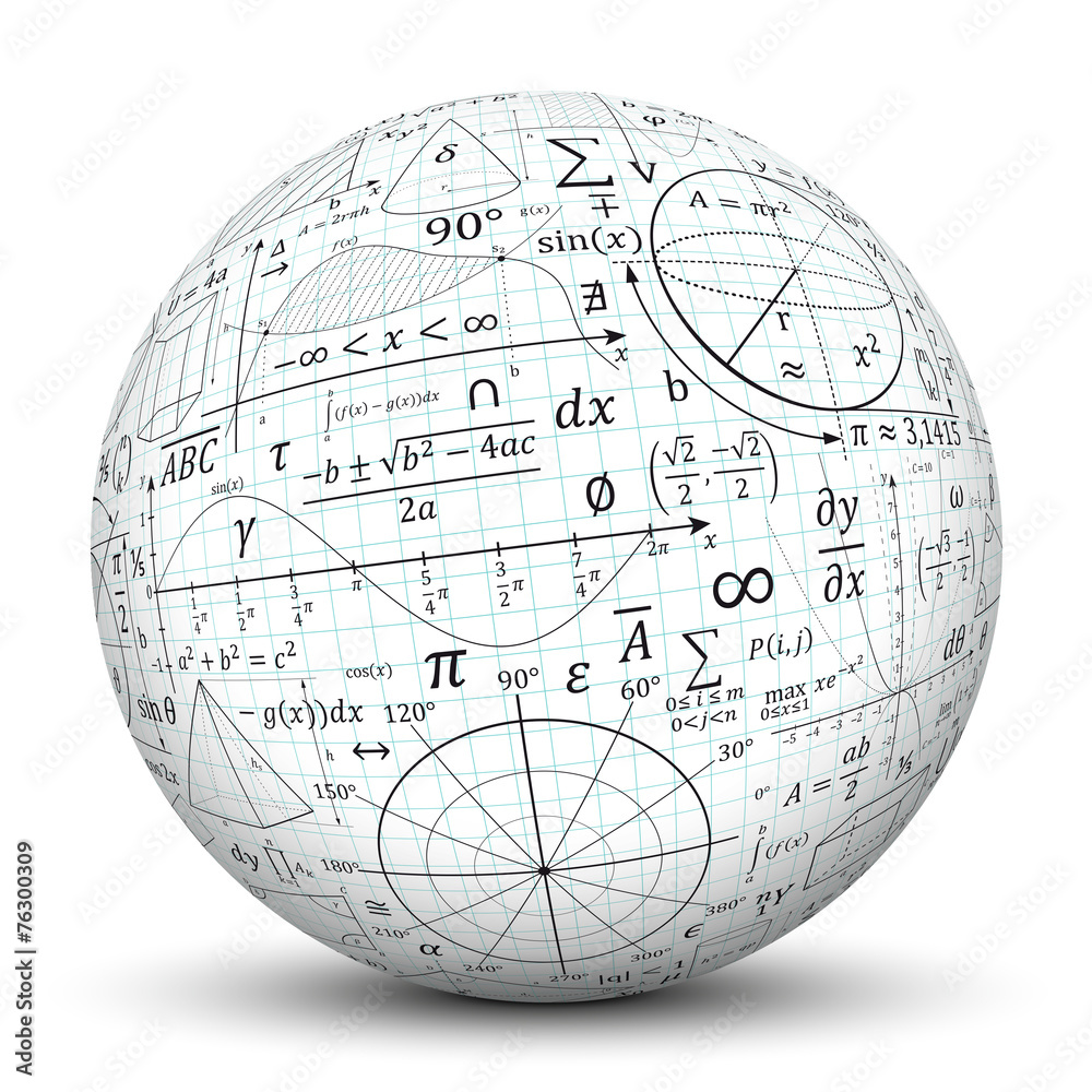 Kugel, Mathematik, Icon, Symbol, Math, Sphere, 3D, Formeln, Uni - obrazy, fototapety, plakaty 