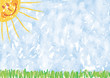 Kinderzeichnung: Sommerlicher Hintergrund, Sonne, Himmel, Gras