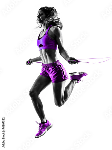 Naklejka na meble woman fitness Jumping Rope exercises silhouette