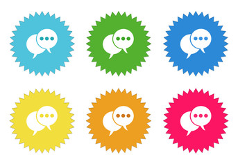 Wall Mural - set of colorful stickers icons bubble speeches symbol