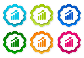 Wall Mural - set of colorful stickers icons with success symbol