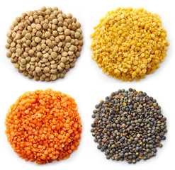 Various types of lentils