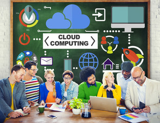 Wall Mural - People Meeting Global Communications Cloud Computing Concept