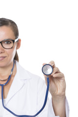 young doctor holding a stethoscope.