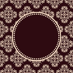 Wall Mural - round decorative frame on seamless pattern