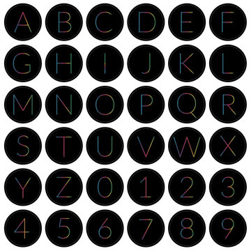 round alphabet icons