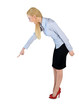 Business woman angry pointing down
