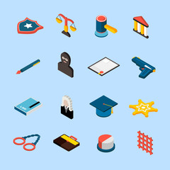 Canvas Print - law icons isometric