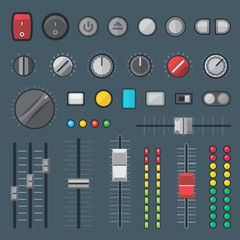 Poster - vector various design buttons switchers sliders indicators set .