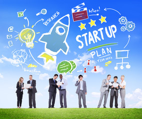 Wall Mural - Start Up Business Launch Success Business Communication Concept