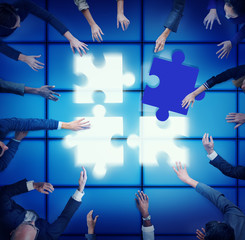 Poster - Jigsaw Puzzle Support Team Coopeartion Togetherness Unity