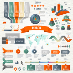 Infographics set with options. Business icons, web design.