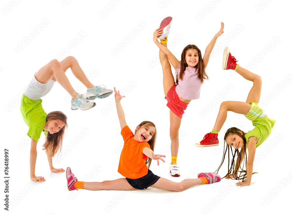 Happy sporty children - obrazy, fototapety, plakaty 