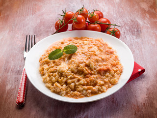 Canvas Print - risotto with tomatoes sauce and mozzarella