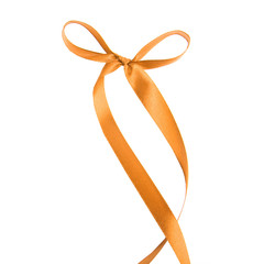 Wall Mural - Fabric orange ribbons and bows. Isolated on white background