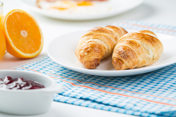 Wall Mural - delicious breakfast with croissants and juice