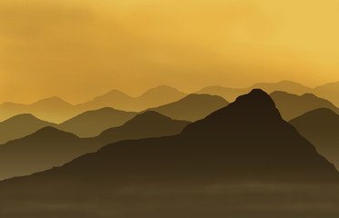 Wall Mural - mountains at sunset