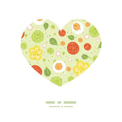 Wall Mural - Vector fresh salad heart silhouette pattern frame