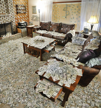 Wall Mural -  - Sitting room filled with money