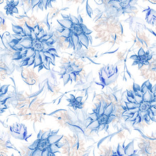 Soft Blue And Brown Vintage Pattern