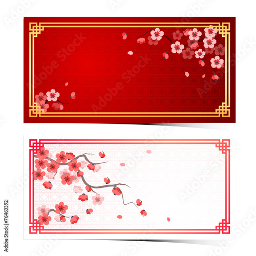 Cherry Blossom Template With Chinese Frame Pattern Vector Illust Buy This Stock Vector And Explore Similar Vectors At Adobe Stock Adobe Stock