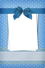 Stack Of Blank Papers On Blue Polka Dots Background