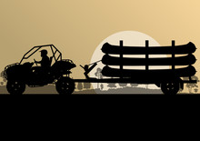 Yacht Boat Trailer Vector Background Landscape With All Terrain