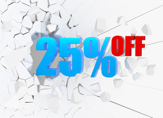 25 percent discount icon on white background