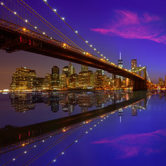 Fototapete - Brooklyn Bridge sunset New York Manhattan