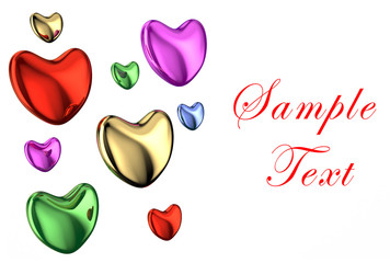 Poster - card with colored hearts