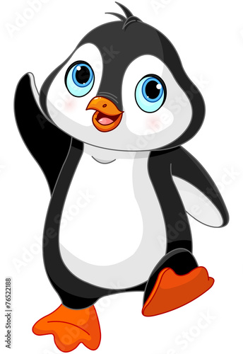Obraz w ramie Cartoon baby penguin