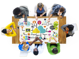 Canvas Print - social media social networking connection data storage concept