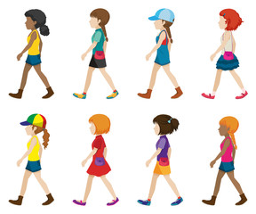 Sticker - Faceless young ladies walking